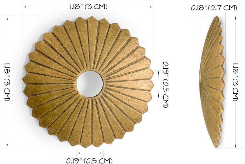 CBH Radial Brass Hardware Backplate Washers 1.18" - Set of 10