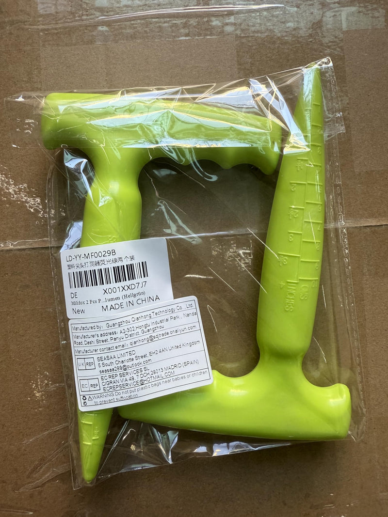 2 Pack Dibbler Gardening Tool with Measurements 6.9 inch Plastic Bulb Planting Tools with Handle Seed Dibber for Planting Bulbs Digging Gardening(Light Green)