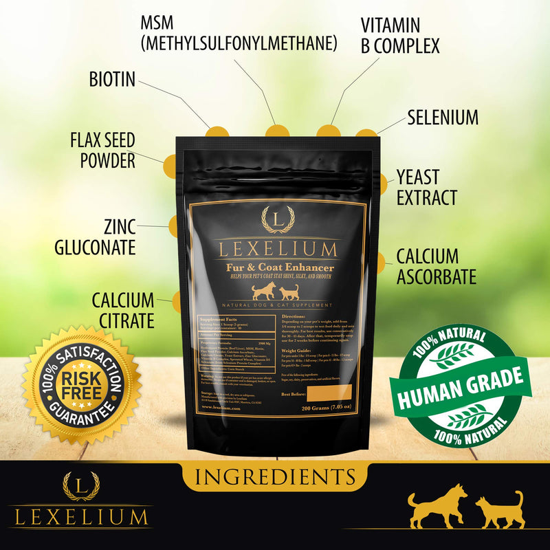 Dermatitis Skin and Coat Supplement for Dogs and Cats - Promotes Healthy Skin and Fur for Dogs and Cats - Helps w/Itch, Dry Skin + Other Symptom - Natural Vet-Approved Powder Formula - 200G - PawsPlanet Australia