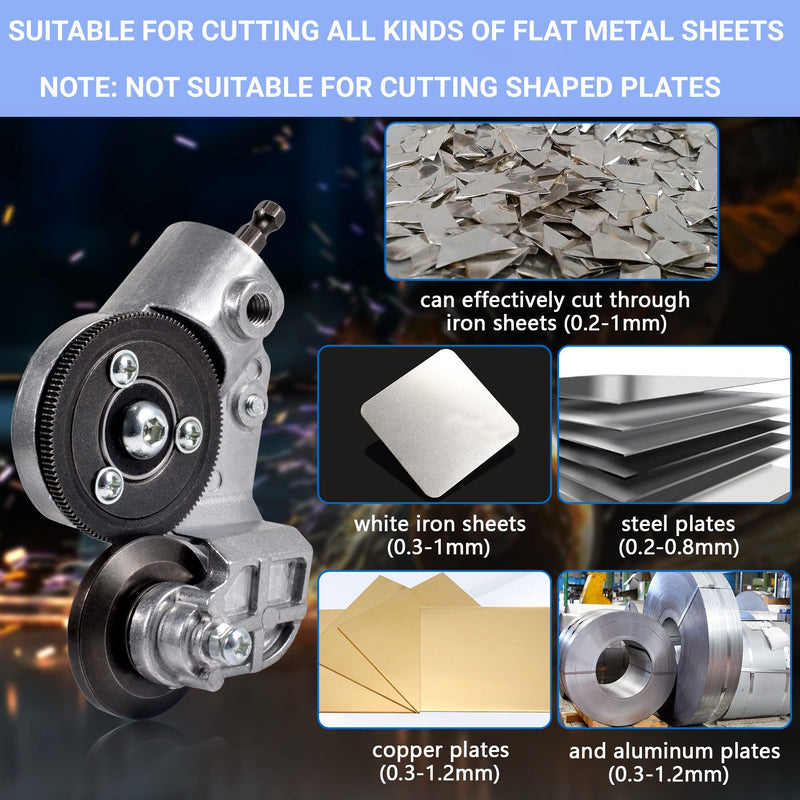 Electric Drill Plate Cutter - DIY Metal Shears for Flat Metal Sheets, Adapter Included, Precise Cutting of Iron, Steel, Copper, Aluminum - Ideal for Professional and Home Use
