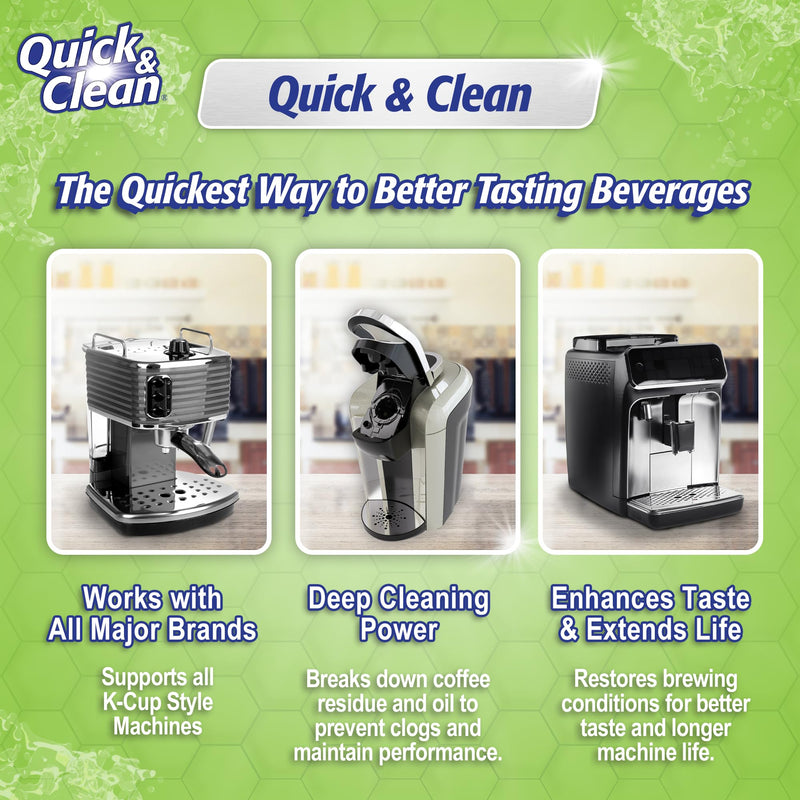 Quick & Clean [6-Pack] Keurig Cleaning Pods - K Cup Cleaner Pod For Keurig - 2.0 Coffee Machine Compatible, Removes Stains, Non-Toxic and Eco-Friendly 6 Count (Pack of 1)
