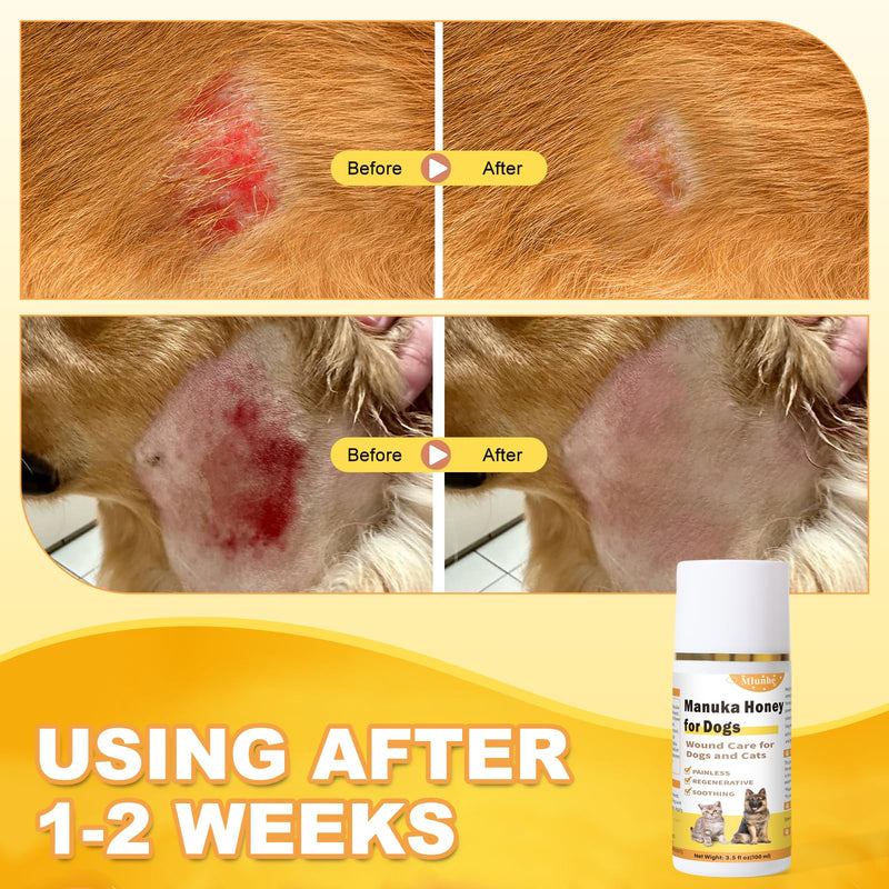 Manuka Honey for Dogs, Hot Spot & Rapid Wound Care, Accelerate Wound Healing, Soothes Itching & Inflammation, Supports Comfort – Manuka Honey Wound Care for Dogs, Cats, 3.5 oz