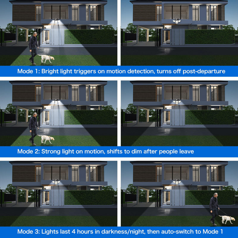 3000LM Solar Outdoor Lights - 2Packs 188 LED Security Lights with Remote Control, 4 Heads Motion Sensor Lights, IP65 Waterproof 270° Wide Angle Flood Wall Lights for Home Darkroom Backyard 2