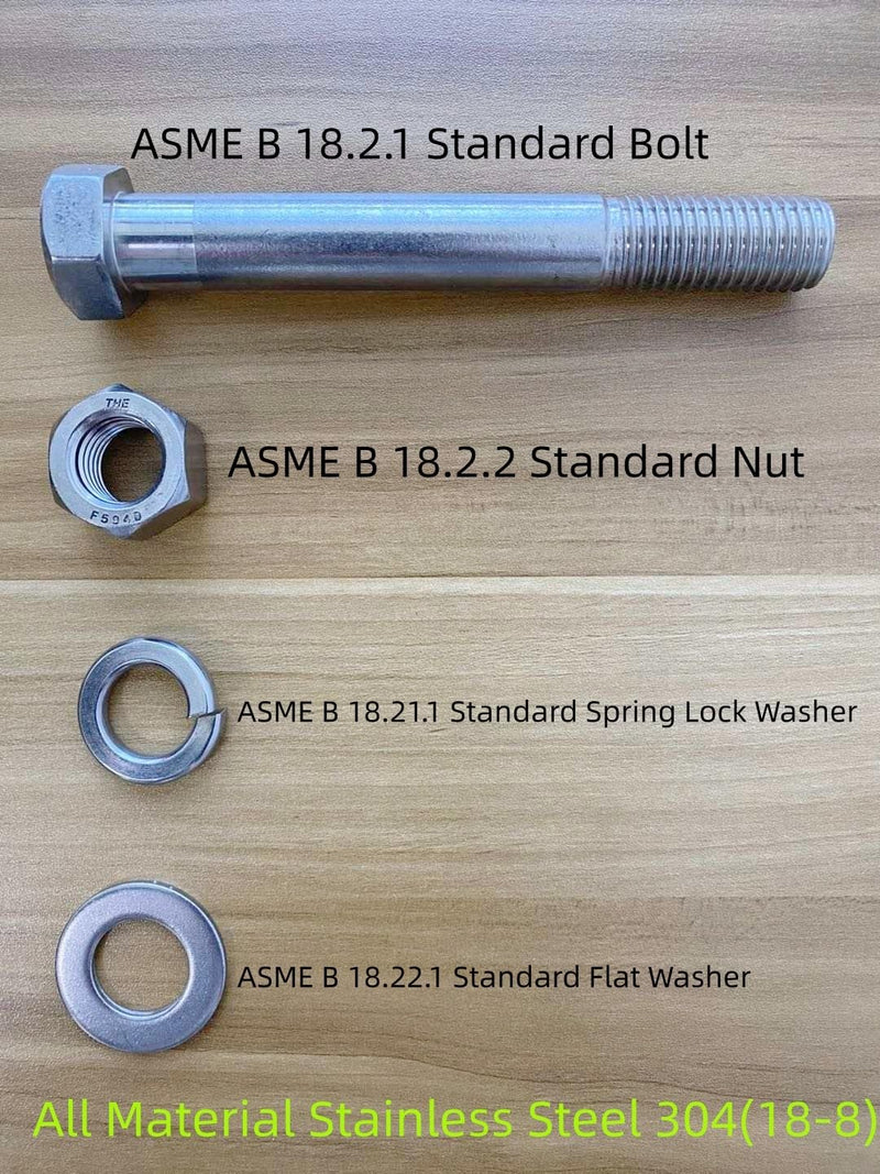 Hex Bolt, 3/4-10 * 5-1/2" Hex Head Screws Bolts, Nuts, Flat & Lock Washers,304 Stainless Steel 18-8, Partial Thread, 1 Set by DYFOL 3/4-10 * 5-1/2"