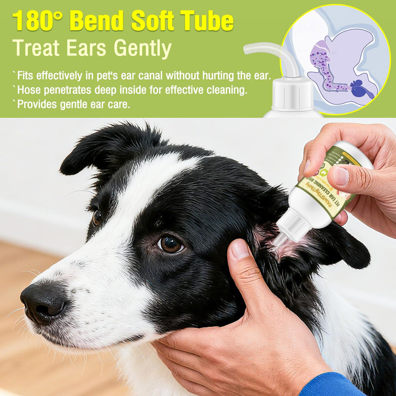 Pet Ear Cleaner Drops for Dogs & Cats - Gentle Ear Cleaning Solution for Deodorizing & Wax Removal, Safe for Pets & Humans 2PACKS/4 OZ D