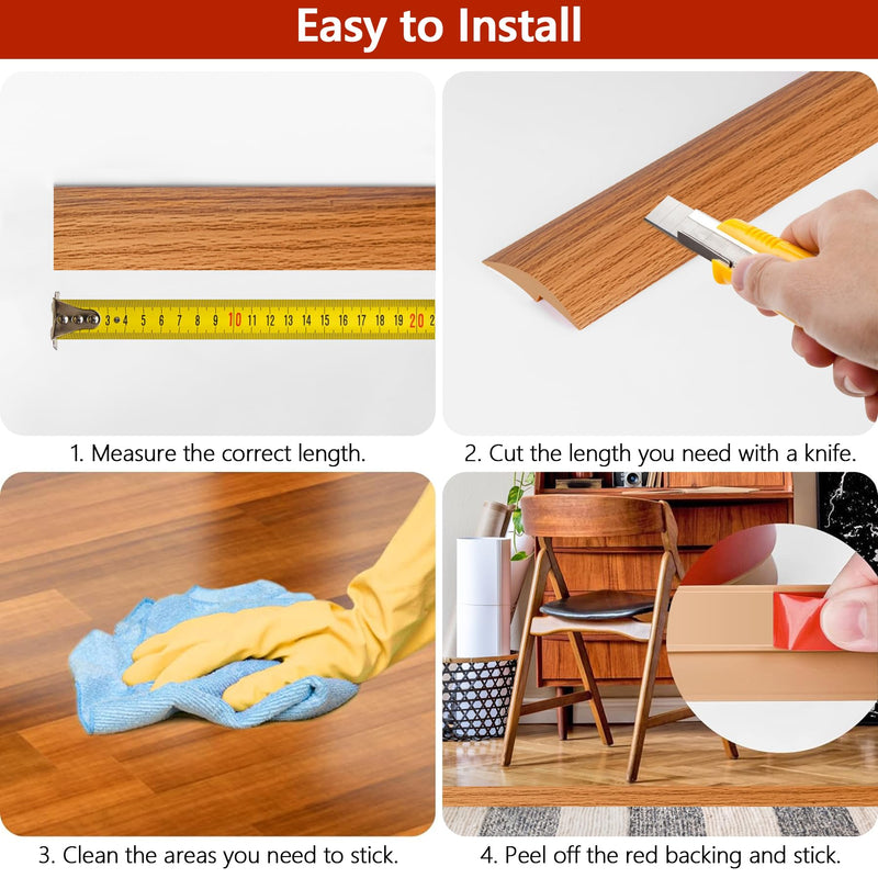 10Ft Floor Transition Strip Self Adhesive Carpet to Tile Floor Edging Trim PVC Threshold Strips, Peel and Stick Floor Joining Strip Suitable for Threshold Height Less Than 5mm (Light Brown Coffee) 10 Feet Light Brown Coffee