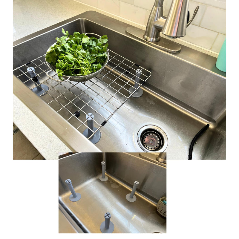 GridRisers - Standoff Feet for Kitchen Sink Grids - Turn Your Sink Grid to an Elegant in-Sink Dish Rack that Elevate and Help Dry Your Dishes Faster