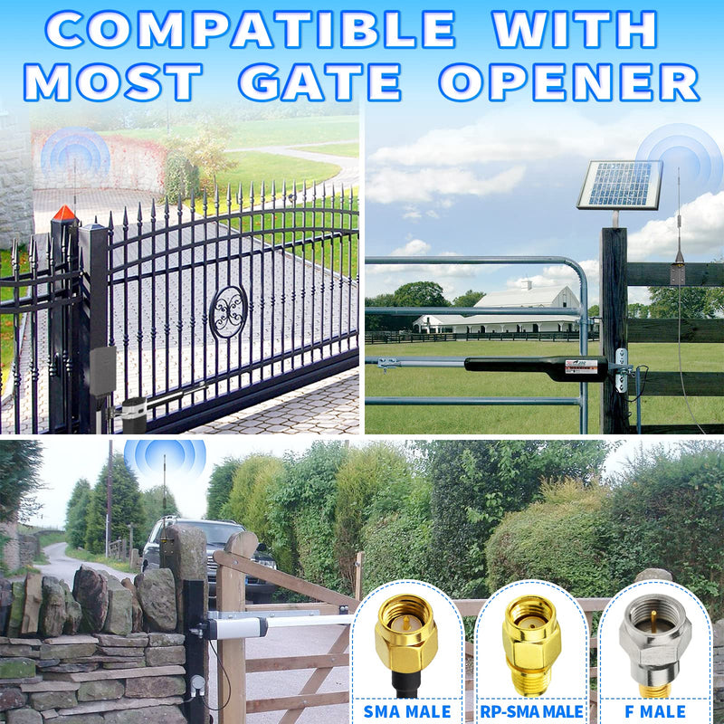 Bingfu Gate Opener Antenna for GTO Mighty Mule MM371W MM372W MM571W MM572W MMS100 LiftMaster Ghost Controls Multicode Automatic Garage Gate Opener F Type/SMA/RP-SMA 433MHz Extended Antennas
