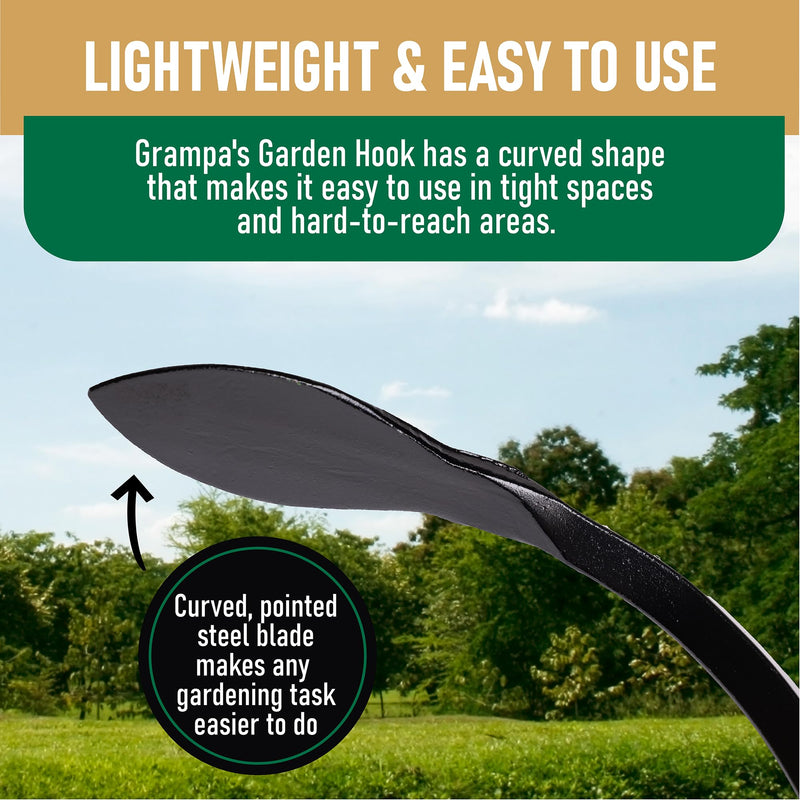 Grampa's Garden Hook - Weed Puller Tool & Gardening Hand Cultivator - Versatile Tool That Functions as a Cultivator, Hand Tiller, Weeder, & Edging Tool - Lightweight & Durable to Use