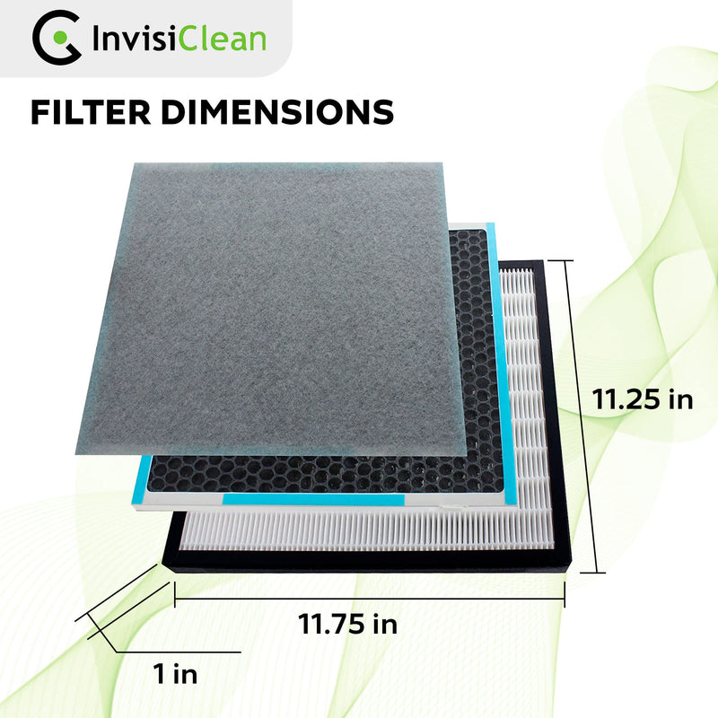 InvisiClean True HEPA/Activated Carbon Replacement Filter - Genuine Filter for InvisiClean Aura IC-5018 and Sensa IC-5120 Air Purifiers 11.3" x 11.8" x 1"