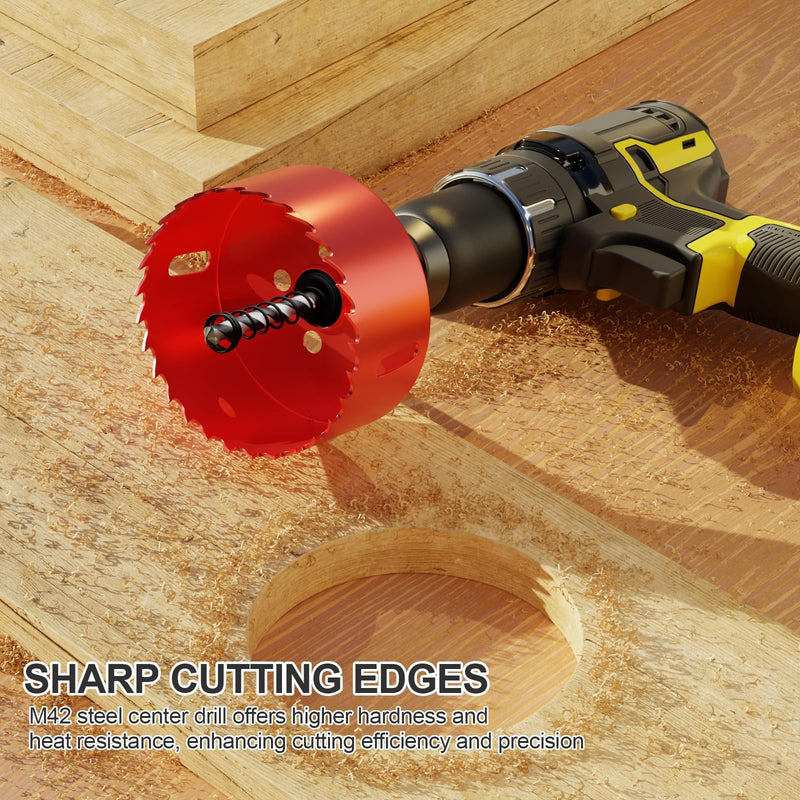 4 Inch Hole Saw - 102mm M42 HSS Bi-Metal Hole Cutter, Triangular Shank Hole Saw Drill Bit with Spring, Hole Saw Tools for Wood, Plywood, Plastic, Gypsum Board, Various Thin Metal Sheets 4"(102mm)