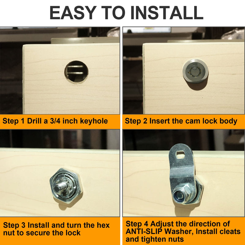 1 Pack Cabinet Locks with Keys, 5/8" Cam Lock Keyed Alike, RV Storage Locks for Storage Door File Cabinet Toolbox, Zinc Alloy 1 Pack 5/8 Inch Black - NewNest Australia