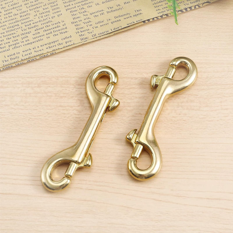Solid Brass Double Ended Bolt Snap Hook, Marine Grade Double End Scuba Diving Clips, Heavy Duty Trigger Chain Clip Key Holder for Pet Feed Bucket Hammock Horse Tack (2-Pack) (115mm) 115mm - NewNest Australia