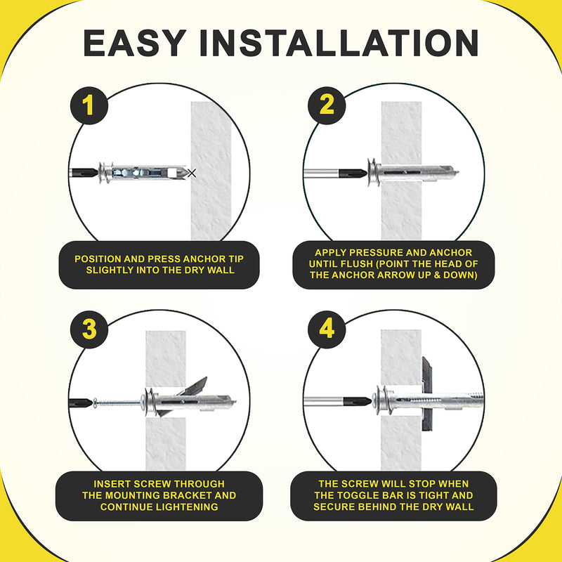 Heavy Duty Drywall Anchors and Screws Kit Including Self-DrillingToggle Anchors & Screws - Durable Zinc Self Drilling Drywall Anchors for Hanging Pictures & More