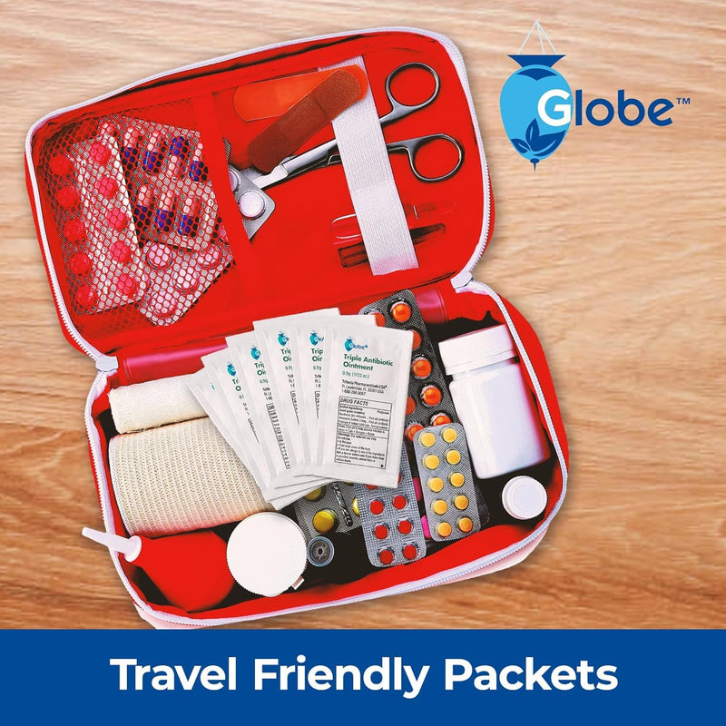 Globe (25 Pack Triple Antibiotic Ointment Single Packet, First Aid Kit for Minor Scratches, Wounds, Cuts, and Burns, Prevents Infection, Active Ingredients Compare to Leading Brand, Travel Size, 0.9g
