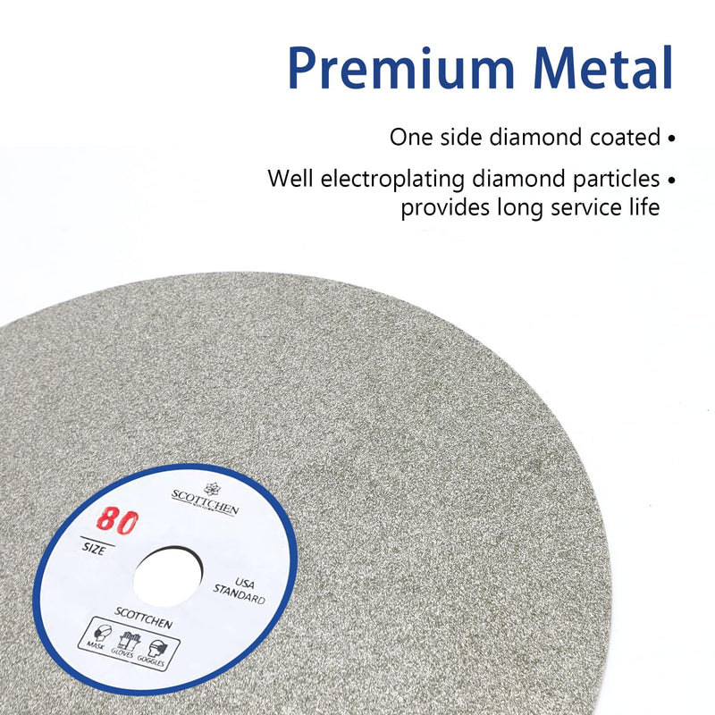 SCOTTCHEN Diamond Flat Lap Wheel 6" x 1/2" Arbor Grinding Sanding Disc Lapping Polishing Disc-80 Grit 80 Grit