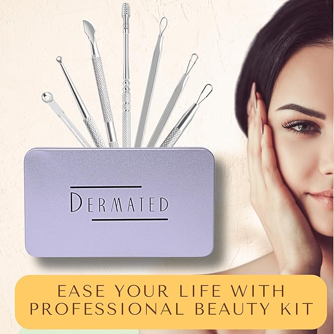 Dermated [16 Pack] Blackhead Remover Tool Pimple Popper Tool Kit | Stainless Steel Professional Acne Extraction Tool Kit for Blackheads Spots Codone Acne That Bald Head Face and Nose - NewNest Australia