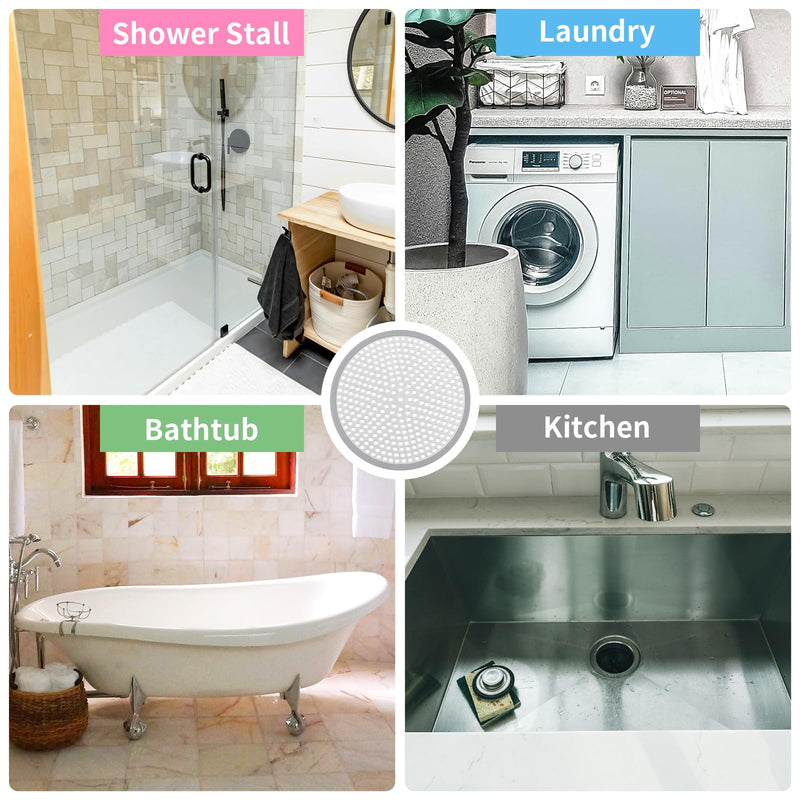 Ohtomber Shower Drain Hair Catcher - 2PCS 4.72” Shower Stall Sink Drain Cover Strainer, Stainless Steel Bathtub Hair Filter Trap Stopper, Bathroom Floor Screen Protector with Silicone Rim 4.72 inch