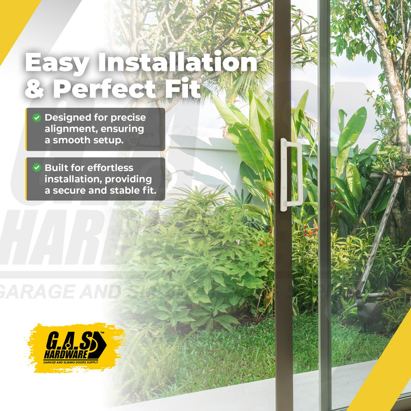 PGT 10" Sliding Glass Door Interior Handle with Thumb Latch Lever and Screws | Inside Handle Replacement w/ 3-7/8" Hole Spacing | Fix and Repair PGT Door Hardware - White
