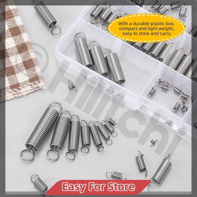 Hilitchi 96Pcs 15 Sizes Extension Spring Assortment Kit Extension Spring Stainless Steel Springs Assorted Size Small Springs Compression Tension Springs for Repairs Maintenance 96