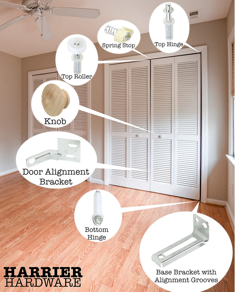 Spring-Loaded Bi-Fold Door Top Roller Guide Wheel, 4-Pack