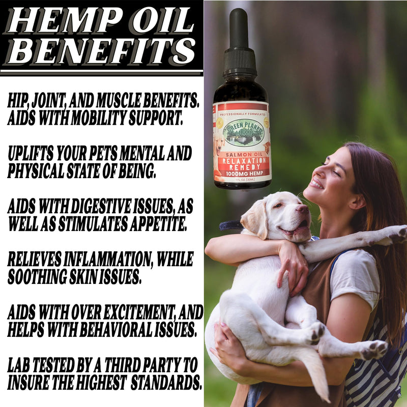 Pet Hemp Oil |Dogs and Cats | Wild Alaskan Salmon Hemp Oil |Hip, Joint and Muscle Support | Aids with Skin, Coat, Anxiety, Stress and Pain | 1000 mg