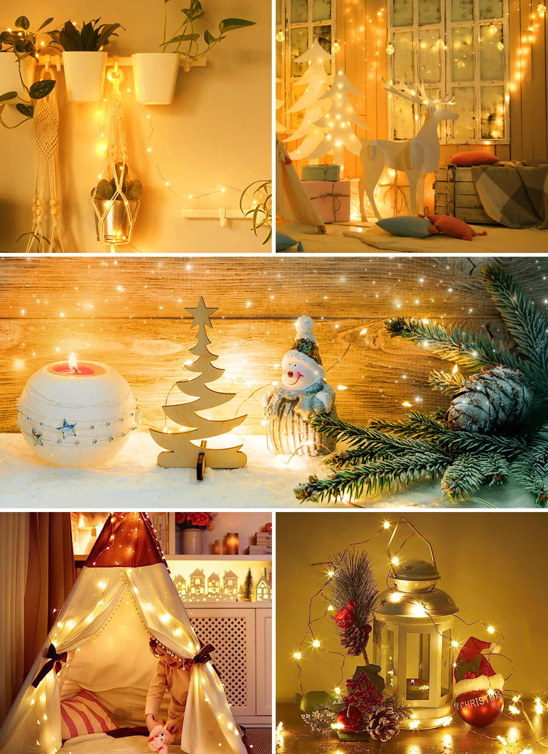 Minetom USB Fairy Lights Plug in, 33 ft 100 LED Twinkle String Lights with Remote and Timer, Waterproof 8 Modes Starry Lights for Indoor Wreath DIY Party Wedding Christmas Decoration, Warm White 1 Pack