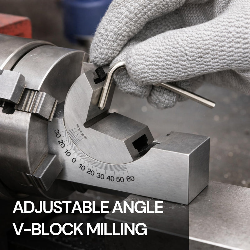 Adjustable Angle V Block Milling Gauge Set, Stainless Steel Micro High Precision Setup with Wrench, 0–60° AP25 for Lathe Machinist Tool, Magnetic Machining Clamp Finder