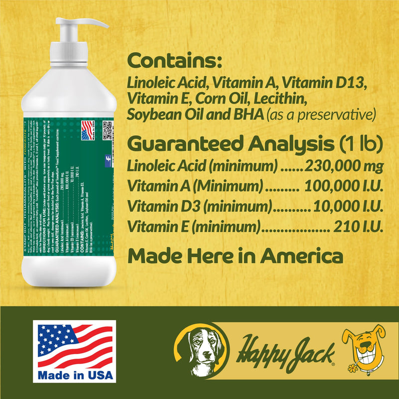 Happy Jack Tonekote Dog Skin & Coat Supplement, Oil for Dogs with Essential Fatty Acids & Vitamins for Itching Skin Relief, Hot Spots, Dull Coat, Dry Skin, Excessive Shedding, 16 oz - PawsPlanet Australia