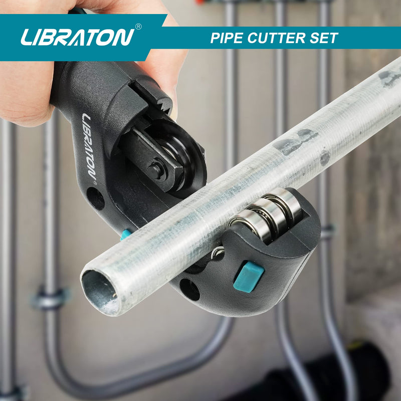 Libraton Pipe Cutter, Tubing Cutter, Copper Pipe Cutter, 5/32” to 1-1/4” Outer Diameter, Tube Cutter with Deburring Tool, Copper Cutter, Pipe Cutter Tool for Copper, and Thin Stainless Steel Tube 5/32" to 1-1/4"