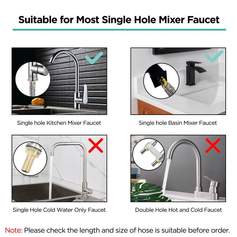 24-Inch Bathroom Kitchen Faucet Connector Braided Stainless Steel Supply Hose 3/8-Inch Female Compression Thread x M10 Male Connector 2 Pcs(1 pair) 24Inch Pack of 2