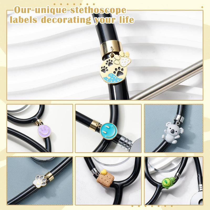 6 Pcs Alloy Stethoscope Charms Personalized Stethoscope Jewelry Unique Gifts for Nursing Students Doctor Surgeons Veterinarians and Medical Assistant(Paw) Dog Paw