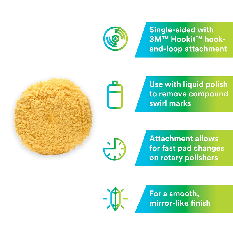 3M Wool Polishing Pad (05713) – For Boats, Cars, Trucks and RVs – Single-Sided – 9 Inches , Yellow 1
