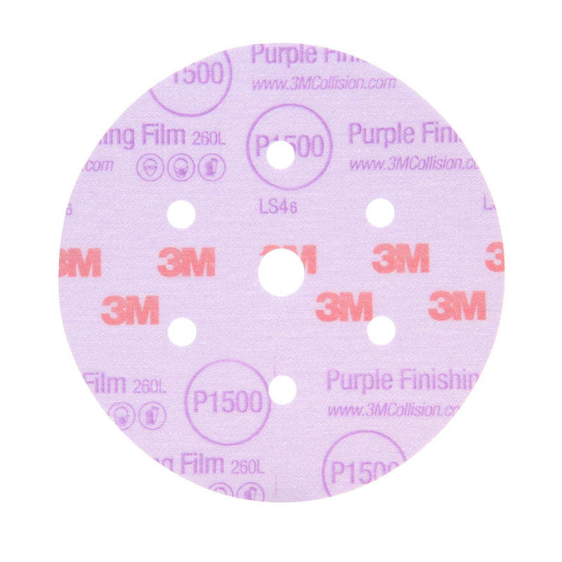 3M 30371 Hookit Purple 3" P600 Grit Finishing Film Disc