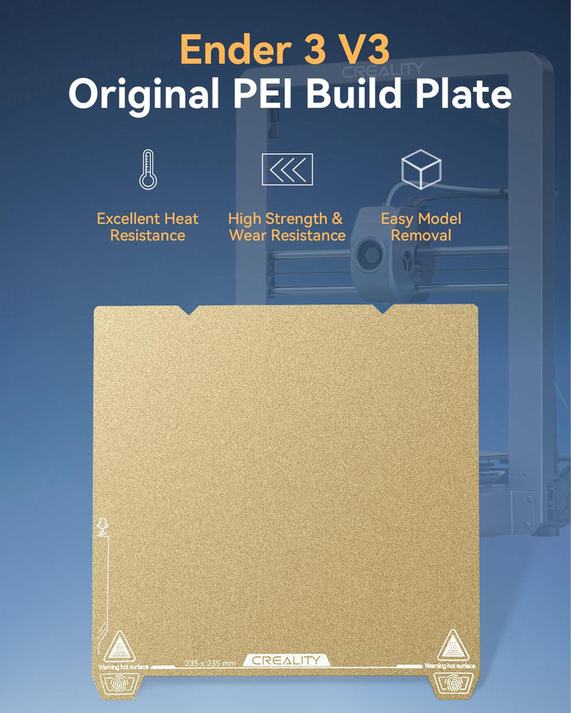 Creality Official Ender 3 V3 Original Build Plate, 235x235mm Textured Surface PEI Sheet Magnetic Removable Flexible Spring Heat Resistance Bed Plate for Ender 3 V3 SE/KE, K1, Ender 3 S1/3 S1 Pro PEI Textured (Ender 3 V3)