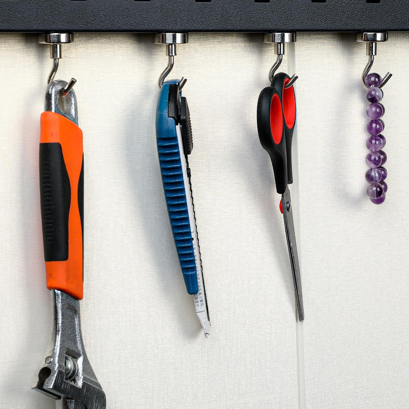 MIKEDE 12 Pack Magnetic Hooks Heavy Duty, 80lbs Strong Magnets with Metal Hooks for Cruise Cabins, Industrial Strength Magnets Hooks Perfect for Hanging on Cruise Ships, Refrigerator 80lbs Magnetic Hooks