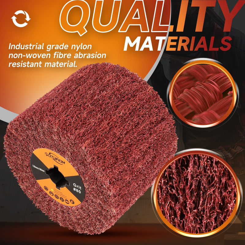 Non-Woven Wheel Surface Conditioning Tool, 80 Grit 120 x 100 x 19 mm Abrasive Drawing Polishing Wheel for Wood Metal Burnishing Wheel 4.7"x 4"