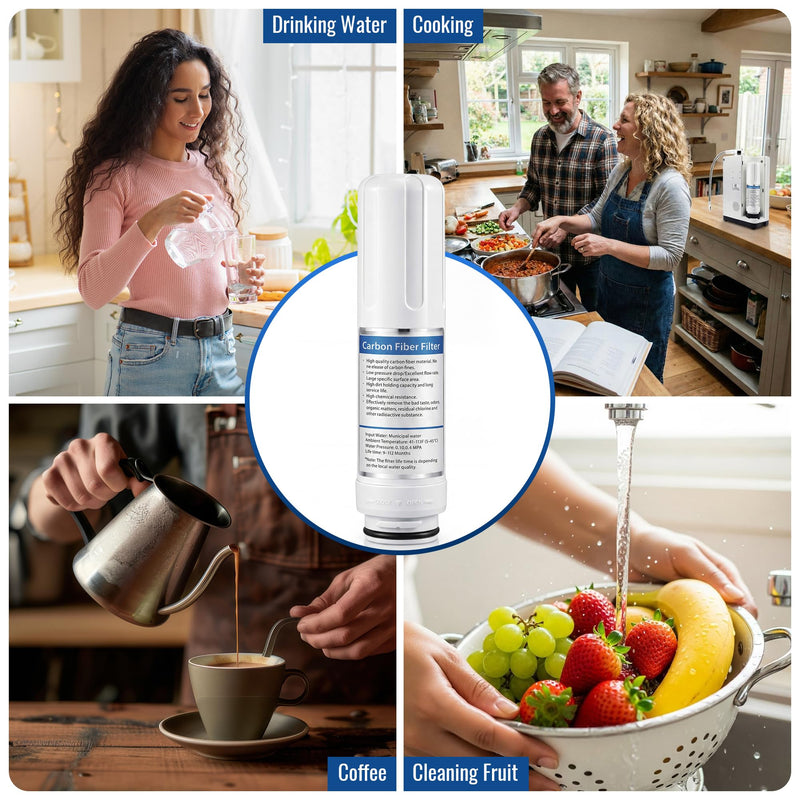 1 Pcs Replacement Internal Active Carbon Water Filter Compatible with Alkadrops pH3.5-10.5 Alkaline Ionizer, NSF Certificated, Purify Water Quality & Improve Taste for Household Daily Use