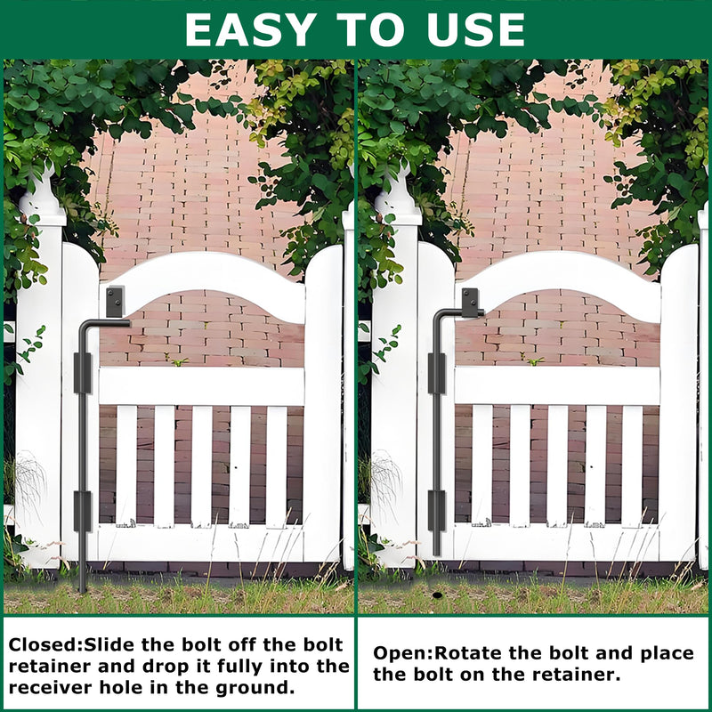 18" Heavy Duty Cane Bolt Gate Drop Rod with Upgraded Design, Square Drop Rod Kit for Double Gate Wood PVC Vinyl Metal Yard Gate Latch-2 Pack 18 Inch-2 Pack