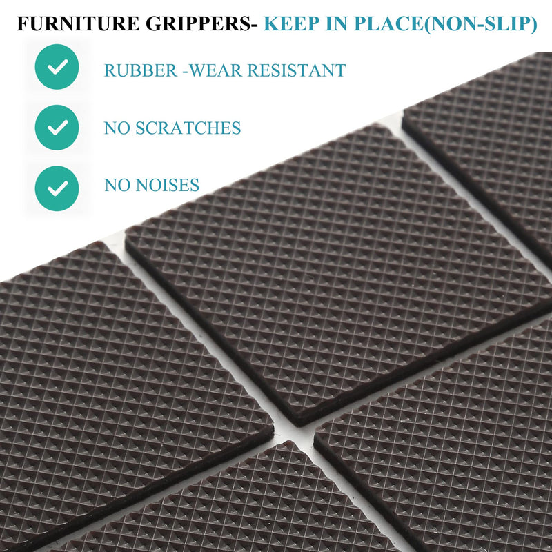 Non Slip Furniture Pads - Round, Square, Rectangle, Furnigear Premium 129 Pieces Furniture Grippers Chair Leg Pads Self Adhesive Rubber Chair Feet- Anti Scratches Furniture Pads for Hardwood Floors Mix 129pcs-Round, Square, Rectangle