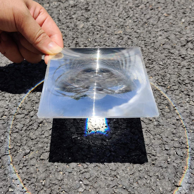 Fresnel Lens, 100x100mm, Focal Length 100mm, Acrylic (not Glass), 3X Magnifying, Solar Death ray for Physics Classroom, Solar Heating, Fire Starter, Small Magnifier, DIY Optical Viewing Lens
