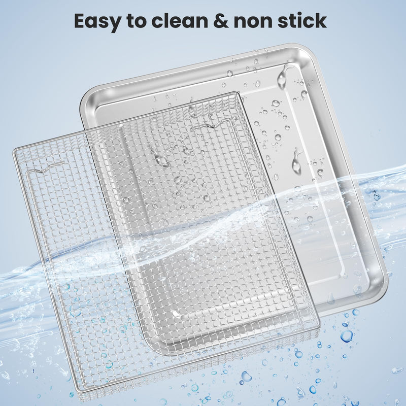 Stainless Steel Baking Tray Pan and Air Fryer Basket Compatible with Cuisinart Airfryer TOA-060 and TOA-065 (with Cuisinart TOA-060 and TOA-065) with Cuisinart TOA-060 and TOA-065