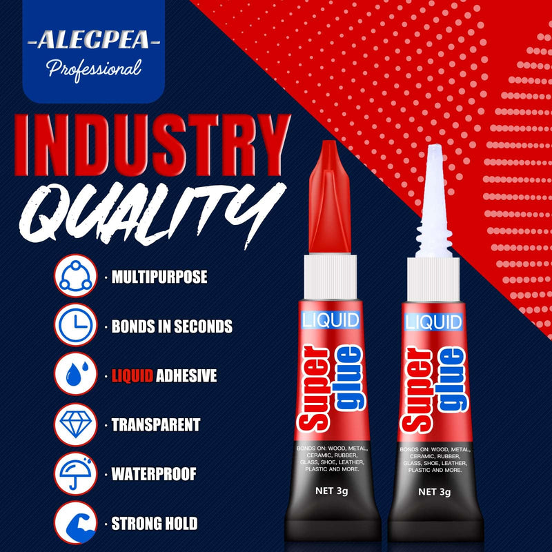 3 Gram (Pack of 6) Single Use Super Glue Liquid, Super Fast, Thin & Strong Adhesive Superglue, Cyanoacrylate Glue for Hard Plastics, DIY Craft, Ceramics, Leather, Metal Etc Pack of 6