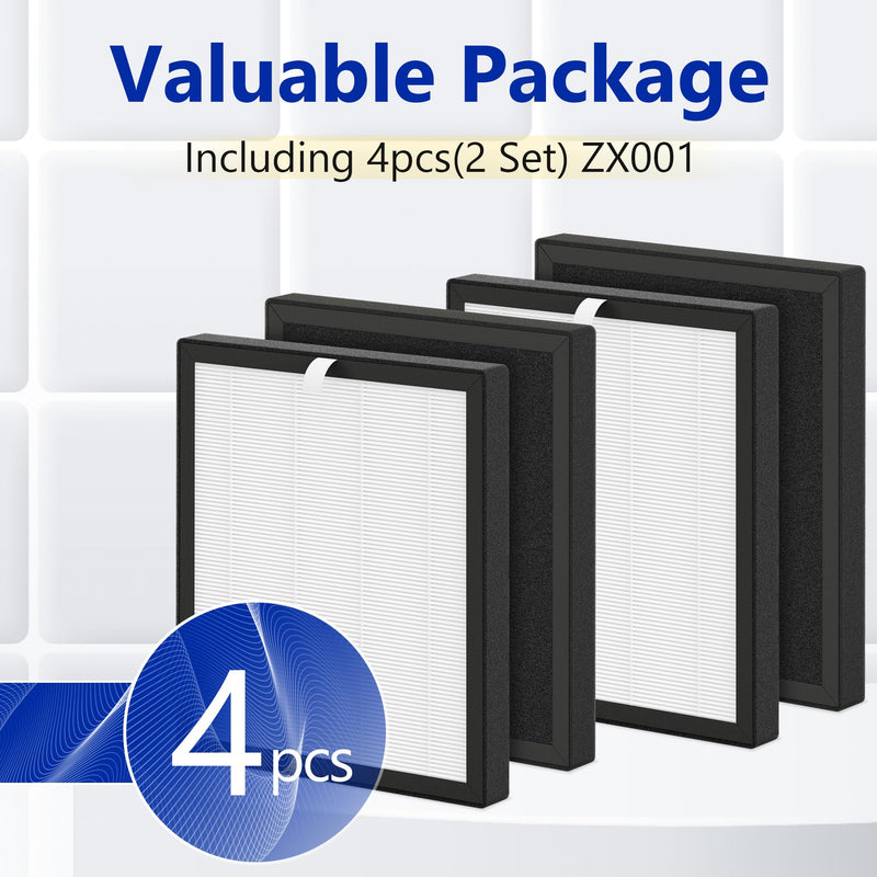 ZX001 Replacement filters Compatible with Anegoe ZX001 Air Cleaner Purifier for Home Large Room Up to 2500 Ft², 4 Pcs 2 Sets 4 Packs