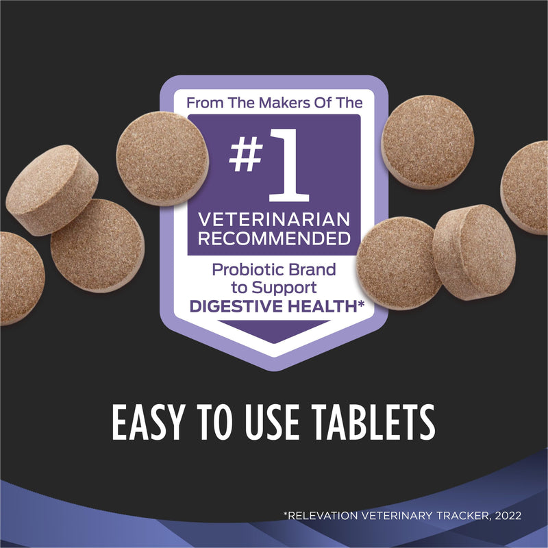 Purina Pro Plan Veterinary Supplements FortiFlora Daily Probiotics for Dogs Chewable Tablets for Digestive Gut Health and Diarrhea - 45 ct. Canister 45 Tablets (1 Pack)