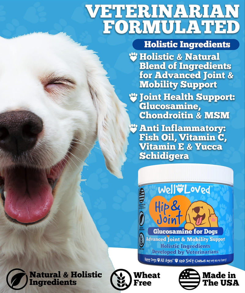 Well Loved Calming Chews for Dogs + Glucosamine for Dogs Hip and Joint Supplement, Vet Developed, Made in The USA, Natural Ingredients