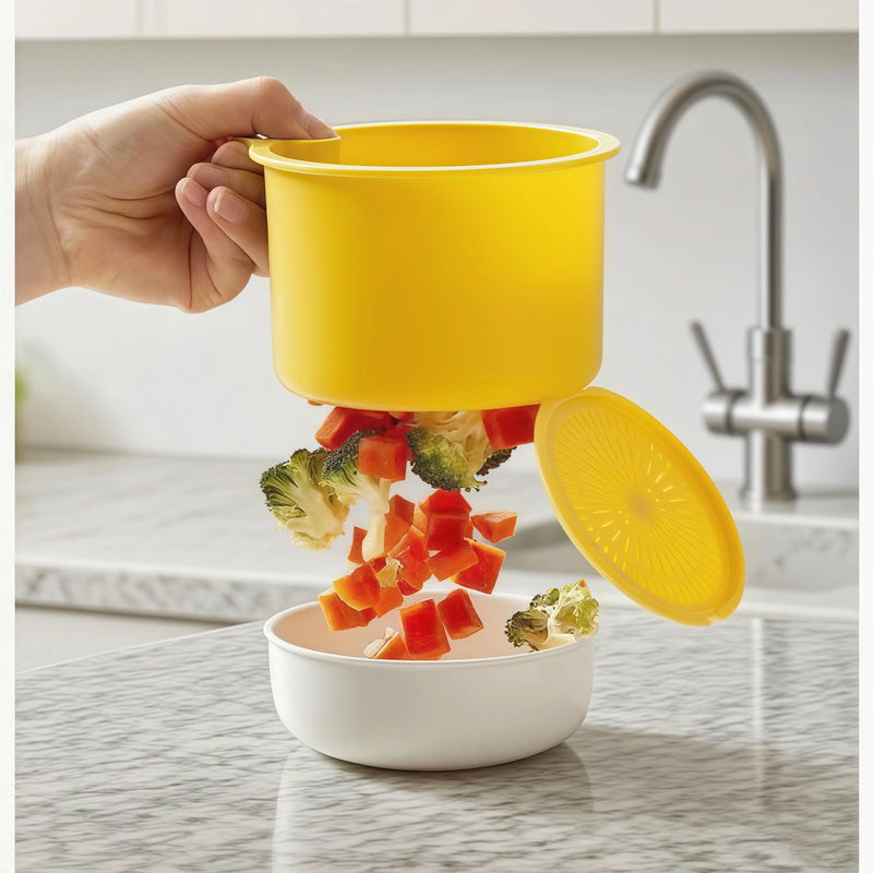 Kitchen sink food residue collection and filter basket, press-to-clean design(Yellow) Yellow