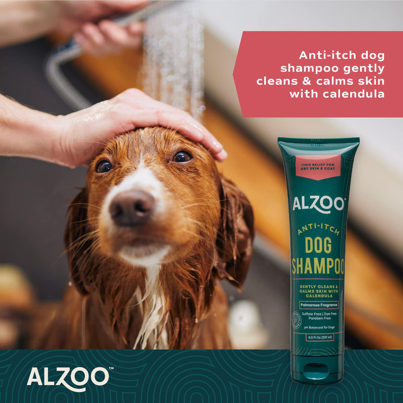 Anti-Itch Shampoo for Dogs, Specially Formulated for Dogs with Dry, Itchy Skin, 100% Plant-Based Active Ingredients, Palmarosa Fragrance, Made in USA, 8 Fl. Oz. 8 Fl Oz (Pack of 1) Anti-Itch Shampoo - PawsPlanet Australia