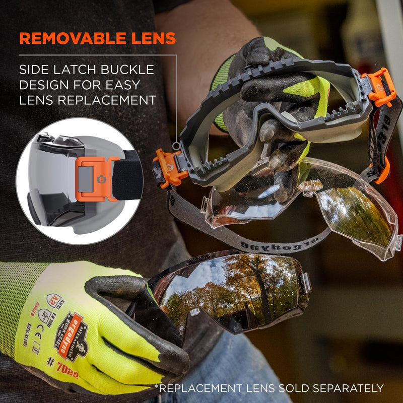 Ergodyne Skullerz Modi Protective OTG Safety Goggle, Indirect Venting, Anti Fog, Scratch Resistant Full Field of Vision and Over-the-glasses Design Clear Lens