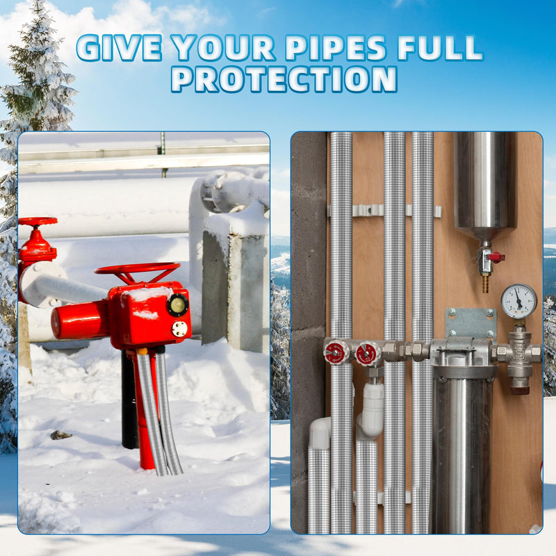 8 Pack Pipe Insulation Foam Tube - 3/4" ID Pre Slit Foam Pipe Covers with Aluminum Foil Self Adhesive Pipe Insulation Wrap for Outdoor Spigot Outside Water Pipe Winter Freeze Protection 8 Pcs